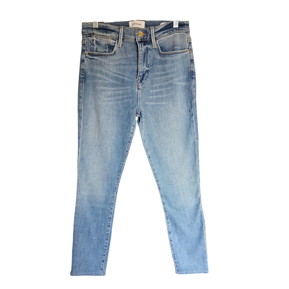 Frame Le High Skinny Jeans Womens 29 Blue Melville Light Wash Stretch Denim Slim